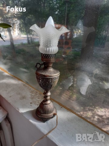 Стара месингова настолна нощна лампа, снимка 6 - Антикварни и старинни предмети - 40658025