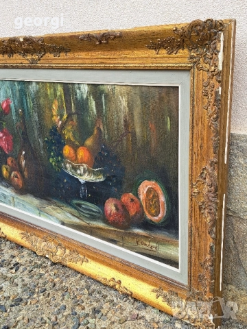 стара картина натюрморт маслени бои върху платно , снимка 2 - Картини - 51941692