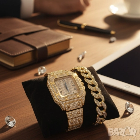 Луксозен комплект часовник и гривна – блясък и стил в едно