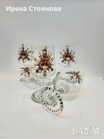 Комплект ръчно рисувани чаши за ликьор, ракия, вино, шампанско. Rattenberg Tirol K Glass, снимка 14 - Чаши - 53391065