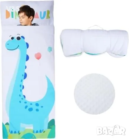 Детски топъл спален чувал с подвижна възглавница, сгъваема постелка за дрямка за момичета и момчета,