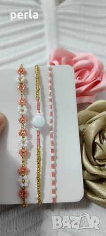 Тройна гривна ръчна изработка , снимка 2 - Гривни - 44843417