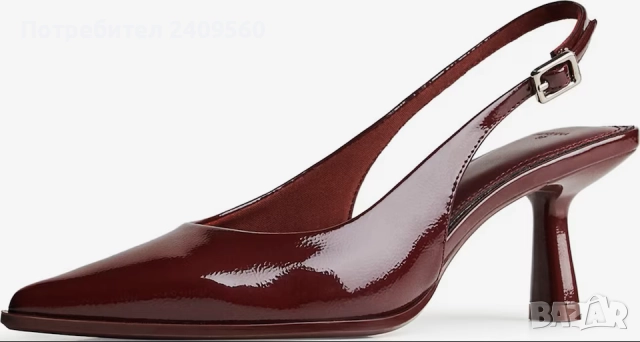 Обувки на ток Bershka бордо, снимка 2 - Дамски обувки на ток - 52605530