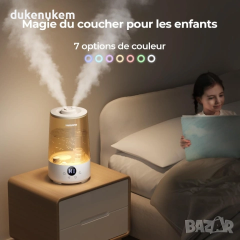 Ултразвуков овлажнител за въздух 3.6 L – тих, с нощна лампа, снимка 6 - Друга електроника - 53083990