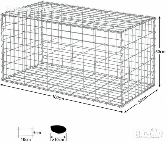 Габион кошница от поцинкована тел 100 x 50 x 50 cm WS25GB02 , снимка 3 - Огради и мрежи - 36580672