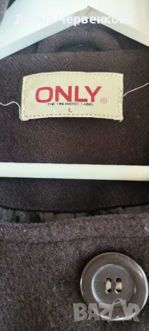 Вълнено дамско зимно/есенно късо палто, тъмнокафяво, Only, снимка 2 - Палта, манта - 48776965