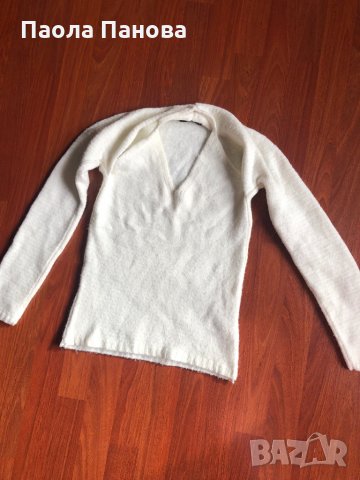 Бяла плетена блуза , снимка 1 - Блузи с дълъг ръкав и пуловери - 34731853