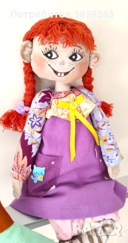 Кукла Пипи дълъг чорап.Ръчна изработка. Текстилна кукла. За игри и интериор.