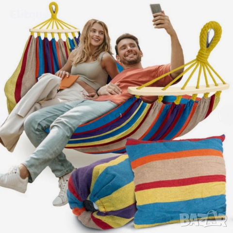 Хамак XXL с възглавница и чанта — максимален комфорт до 250 кг за релакс навън, снимка 7 - Други стоки за дома - 53326164
