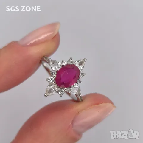 Оригинален Сребърен Пръстен със Сапфири, Рубини, Изумруди , снимка 5 - Пръстени - 49750474