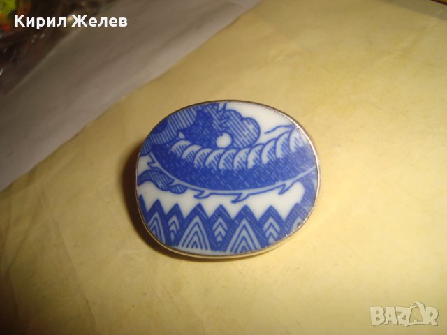 СТАРА СРЕБЪРНА БРОШКА с РЪЧНО РИСУВАН КОСТЕН ПОРЦЕЛАН СРЕБРО 925 МАЙСТОРСКИ БИЖУТЕРИЕН УНИКАТ 25370, снимка 7 - Антикварни и старинни предмети - 34852703