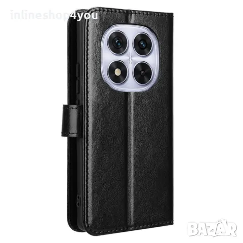 Кожен Калъф Тип Тефтер за Xiaomi Redmi Note 14 Pro /+ / Plus 5G - Черен, снимка 4 - Калъфи, кейсове - 49233355