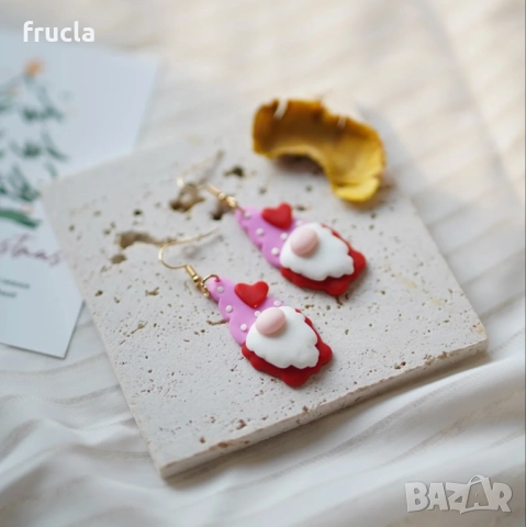 Коледни Обеци Джудже , снимка 2 - Обеци - 52344422