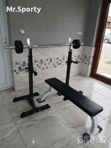 Лежанка с лост и тежести, снимка 3 - Фитнес уреди - 52185105