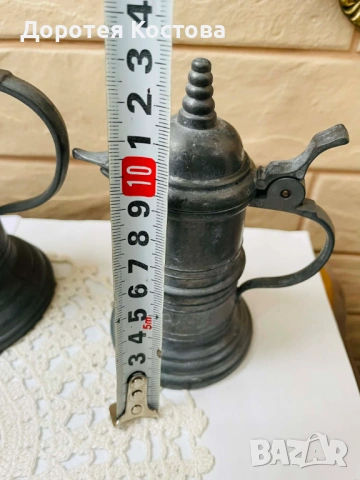 Красиви кани от цветен метал от Германия - 3 бр, снимка 6 - Антикварни и старинни предмети - 53577964