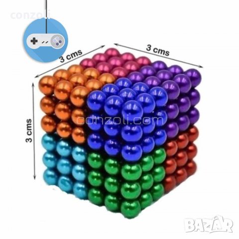 Комплект 216 броя разноцветни магнитни неодимови топчета, снимка 3 - Образователни игри - 33643882
