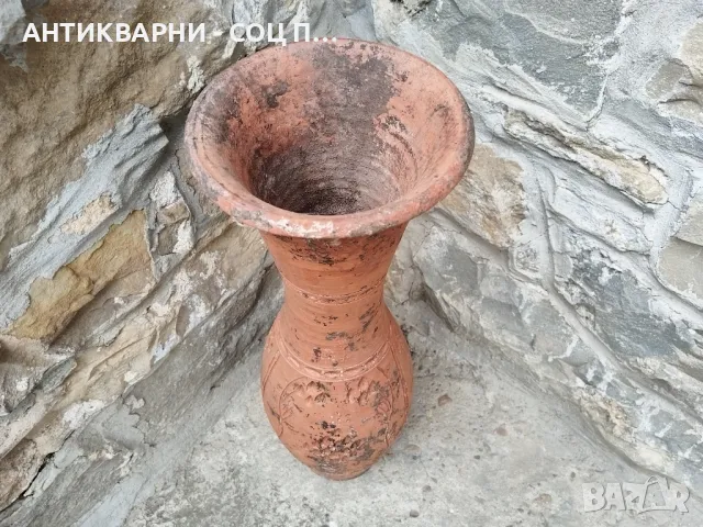 Стара Голяма Глинена Ваза. , снимка 2 - Антикварни и старинни предмети - 47320171