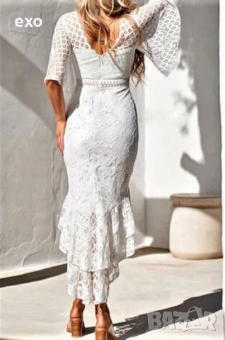Елегантна рокля дантела, Дантелена рокля, Бяла дантелена рокля, снимка 2 - Рокли - 43243678