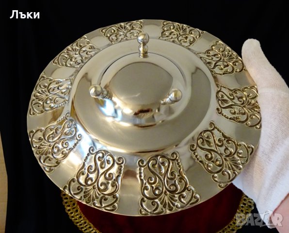 Посребрена бронзова фруктиера,уникални релефни орнаменти. , снимка 6 - Антикварни и старинни предмети - 35649249