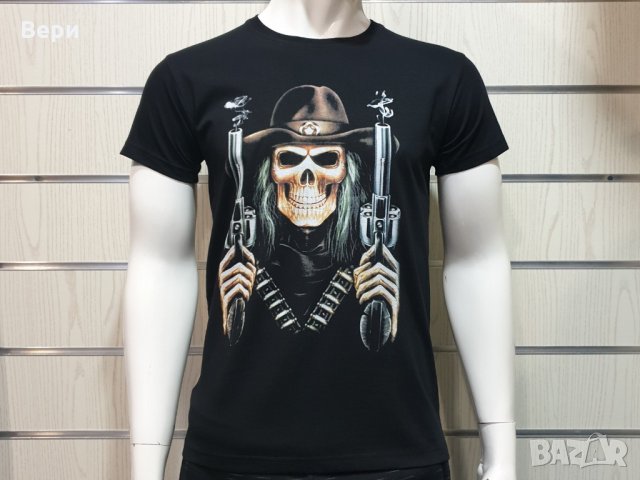 Нова мъжка тениска с дигитален печат Череп с пистолети, снимка 15 - Тениски - 29050863