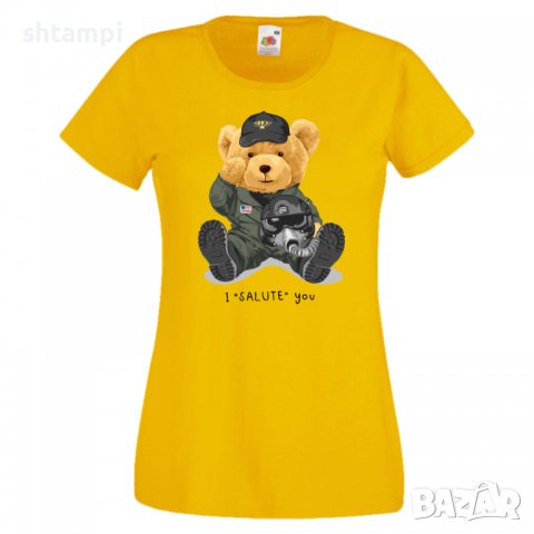 Дамска тениска bear I SALUTE you,Мече,Меченце,Животно, Играчка,Изненада,Подарък,Повод,, снимка 10 - Тениски - 37291816
