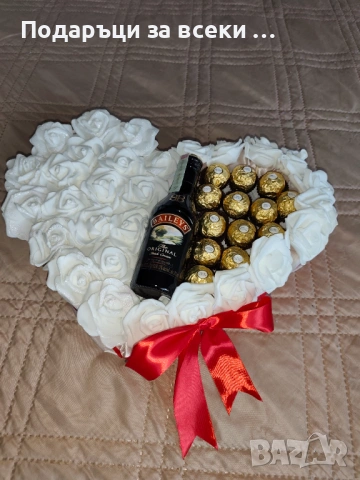 Сърце с вечни рози, бобини и Бейлис 