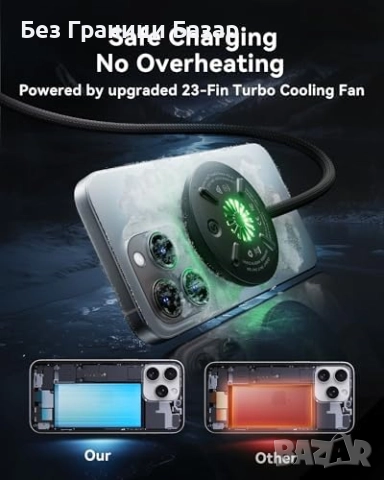 Ново INIU 15W Mag-Safe бързо зарядно с охлаждане за iPhone и AirPods, снимка 3 - Аксесоари за Apple - 52306348