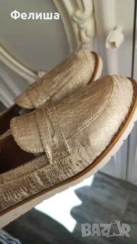 Ежедневни Красиви Дамски Обувки с Напукан Златен Ефект Мека Материя , снимка 5 - Дамски ежедневни обувки - 50121557