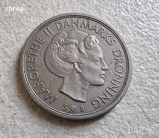  Монета. Дания.  5 крони .1977 година., снимка 4 - Нумизматика и бонистика - 39660322