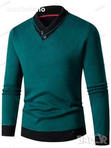 Мъжки втален пуловер с дълги ръкави, 4цвята - 023, снимка 2 - Пуловери - 43317195