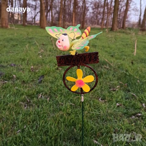 3619 Декорация за градина Въртележка с табелка Welcome, снимка 5 - Градински мебели, декорация  - 40044546