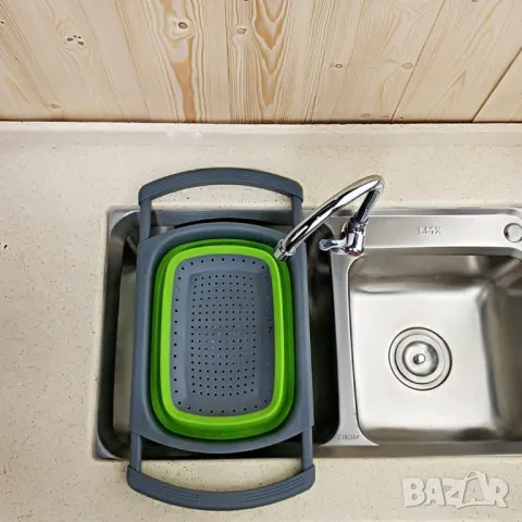 Сгъваема правоъгълна кошница за измиване и изцеждане на плодове и зеленчуци , снимка 2 - Аксесоари за кухня - 50383383