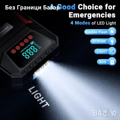 Нов Цифров компресор за гуми – 150 PSI, авто изключване, LED светлина, снимка 6 - Друга електроника - 49537328