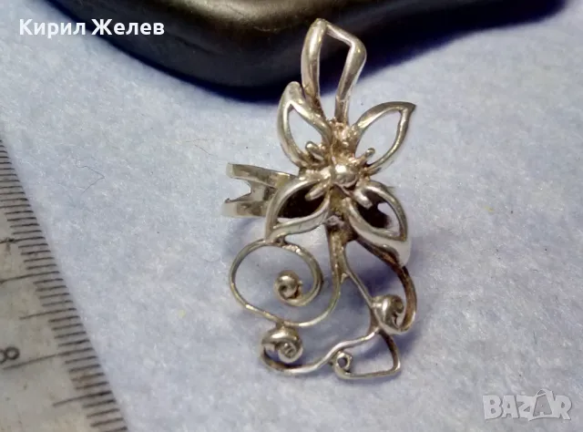 РАЗКОШЕН ФЛОРАЛЕН СРЕБЪРЕН ПРЪСТЕН СРЕБРО 925 ИЗЯЩНА ФИНА МАЙСТОРСКА АЖУРНА РЪЧНА ИЗРАБОТКА 30618, снимка 8 - Пръстени - 50340567