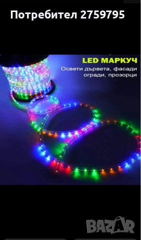 НОВО.Голям светещ LED маркуч.10 м., снимка 3 - Лед осветление - 52581112