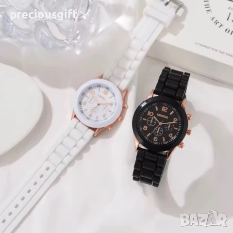 Дамски часовник, наличен в черно и бяло, снимка 5 - Дамски - 51132211