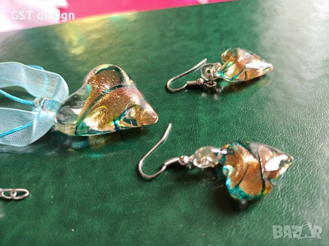 Спешно Топ Колие Висулка Мурано Стъкло Органза Обеци , снимка 1