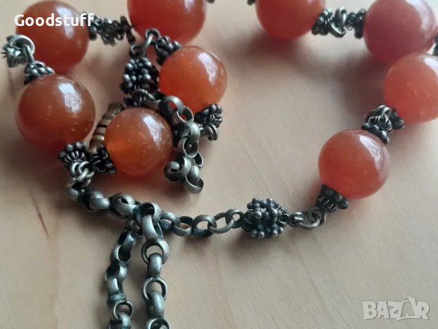 Ретро гердан, етно, карнеол, гранулация, 265к, посребрен бронз,

, снимка 4 - Антикварни и старинни предмети - 48652247