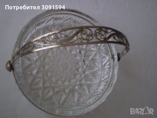 Кристална Кошничка Бонбониера Дръжка филигран, снимка 5 - Други ценни предмети - 39841703
