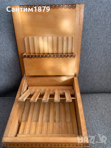 Българска дървена пирографирана етно кутия за цигари-7, снимка 3 - Антикварни и старинни предмети - 43996267
