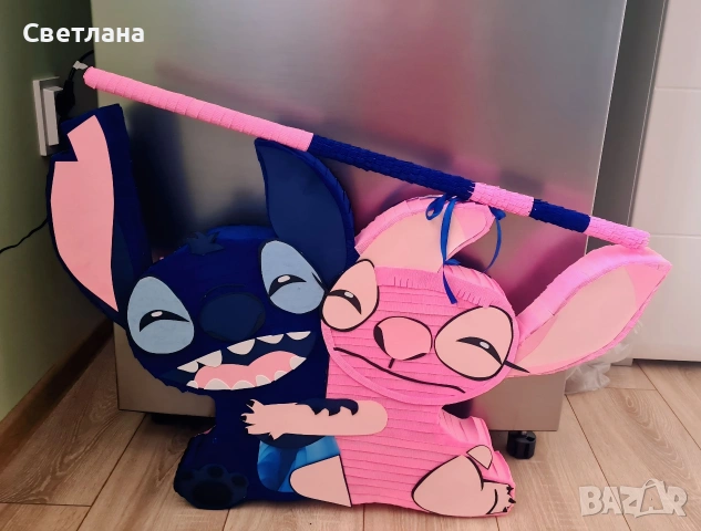 Пинята на тема Стич и неговата приятелка Анджел 💙💗, снимка 3 - Декорация за дома - 53349850