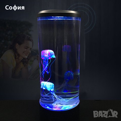 Настолна LED нощна лампа аквариум с медузи, снимка 4 - Лед осветление - 43924830