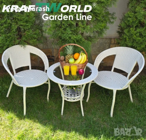 Ратанов Комплект с Маса и Два Стола – Стил и Комфорт за Вашата Градина, снимка 3 - Градински мебели, декорация  - 50634307