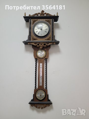 дървен часовник,барометър,тернометър и хигрометър , снимка 4 - Антикварни и старинни предмети - 43841746