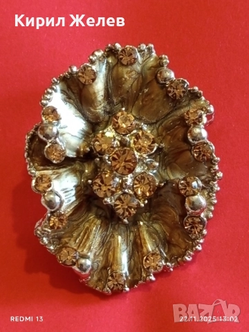 КОЛИЕ във ФОРМАТА на ЦВЕТЕ УКРАСЕНО с ОРАНЖЕВИ КРИСТАЛИ ДИЗАЙНЕРСКО БИЖУ 51876