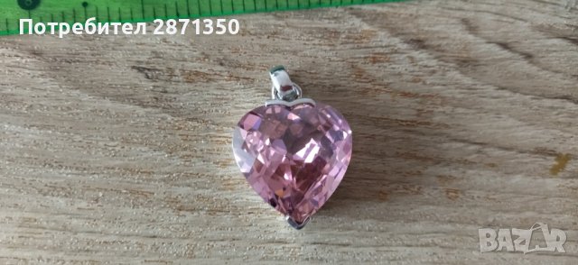 Розово сърце, снимка 1 - Колиета, медальони, синджири - 43436162