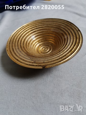 Стъклена  купичка за ядки  със старинен ефект и покритие тип старо злато, снимка 1 - Декорация за дома - 33027373