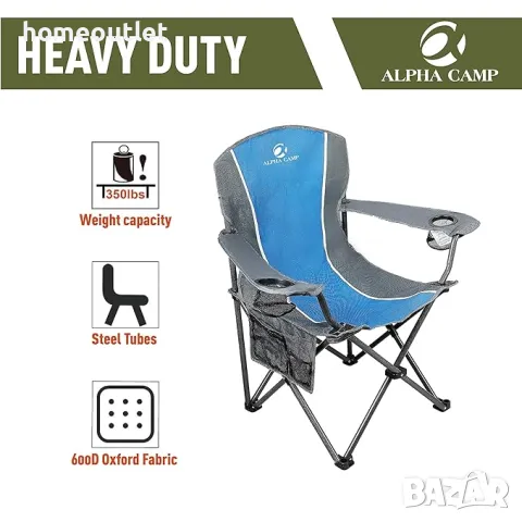 ПРОМОЦИЯ Сгъваем къмпинг стол ALPHA CAMP E01CC010100302, снимка 5 - Къмпинг мебели - 49544817