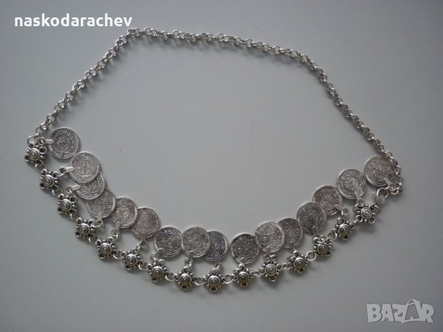 Накит за глава - етно диадема с пендари, имитация злато и сребро, снимка 6 - Колиета, медальони, синджири - 27073023