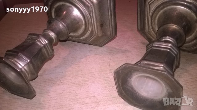 свещници сив/син цвят 2бр-внос франция-13х12х12см, снимка 6 - Колекции - 26693120